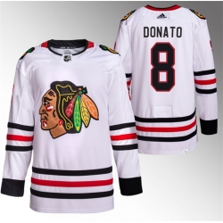 Men Chicago Blackhawks 8 Ryan Donato White Stitched Hockey Jersey