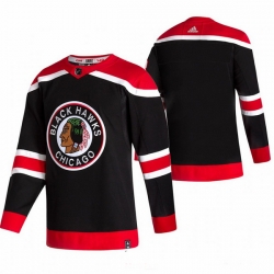 Men Chicago Blackhawks Blank Black Adidas 2020 21 Reverse Retro Alternate NHL Jersey