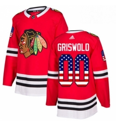 Mens Adidas Chicago Blackhawks 00 Clark Griswold Authentic Red USA Flag Fashion NHL Jersey 