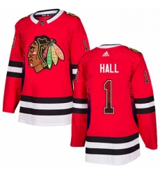 Mens Adidas Chicago Blackhawks 1 Glenn Hall Authentic Red Drift Fashion NHL Jersey 