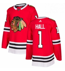 Mens Adidas Chicago Blackhawks 1 Glenn Hall Premier Red Home NHL Jersey 