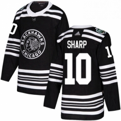 Mens Adidas Chicago Blackhawks 10 Patrick Sharp Authentic Black 2019 Winter Classic NHL Jersey 