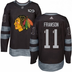 Mens Adidas Chicago Blackhawks 11 Cody Franson Authentic Black 1917 2017 100th Anniversary NHL Jersey 
