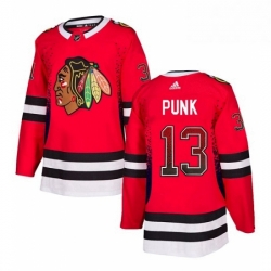 Mens Adidas Chicago Blackhawks 13 CM Punk Authentic Red Drift Fashion NHL Jersey 