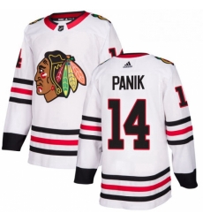 Mens Adidas Chicago Blackhawks 14 Richard Panik Authentic White Away NHL Jersey 