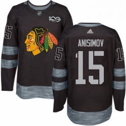 Mens Adidas Chicago Blackhawks 15 Artem Anisimov Authentic Black 1917 2017 100th Anniversary NHL Jersey 