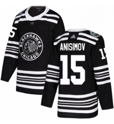 Mens Adidas Chicago Blackhawks 15 Artem Anisimov Authentic Black 2019 Winter Classic NHL Jersey 