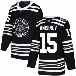 Mens Adidas Chicago Blackhawks 15 Artem Anisimov Authentic Black 2019 Winter Classic NHL Jersey 