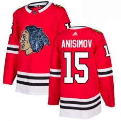 Mens Adidas Chicago Blackhawks 15 Artem Anisimov Authentic Red Fashion Gold NHL Jersey 