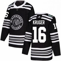 Mens Adidas Chicago Blackhawks 16 Marcus Kruger Authentic Black 2019 Winter Classic NHL Jerse