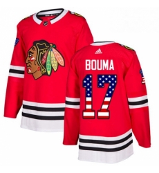 Mens Adidas Chicago Blackhawks 17 Lance Bouma Authentic Red USA Flag Fashion NHL Jersey 