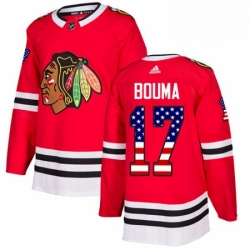 Mens Adidas Chicago Blackhawks 17 Lance Bouma Authentic Red USA Flag Fashion NHL Jersey 