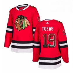 Mens Adidas Chicago Blackhawks 19 Jonathan Toews Authentic Red Drift Fashion NHL Jersey 
