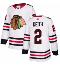 Mens Adidas Chicago Blackhawks 2 Duncan Keith Authentic White Away NHL Jersey 