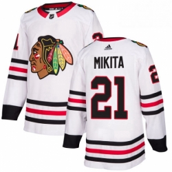 Mens Adidas Chicago Blackhawks 21 Stan Mikita Authentic White Away NHL Jersey 