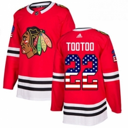 Mens Adidas Chicago Blackhawks 22 Jordin Tootoo Authentic Red USA Flag Fashion NHL Jersey 