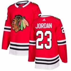 Mens Adidas Chicago Blackhawks 23 Michael Jordan Authentic Red Home NHL Jersey 