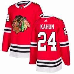 Mens Adidas Chicago Blackhawks 24 Dominik Kahun Red Home Authentic Stitched NHL Jersey 