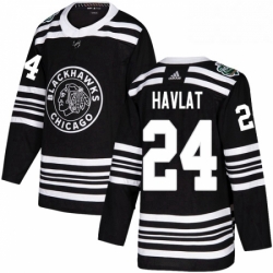 Mens Adidas Chicago Blackhawks 24 Martin Havlat Authentic Black 2019 Winter Classic NHL Jersey 