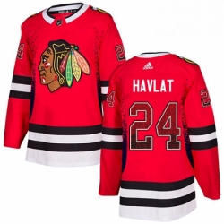 Mens Adidas Chicago Blackhawks 24 Martin Havlat Authentic Red Drift Fashion NHL Jersey 