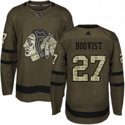 Mens Adidas Chicago Blackhawks 27 Adam Boqvist Authentic Green Salute to Service NHL Jersey 