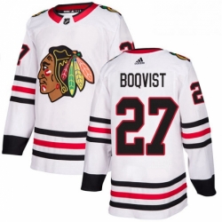 Mens Adidas Chicago Blackhawks 27 Adam Boqvist Authentic White Away NHL Jersey 