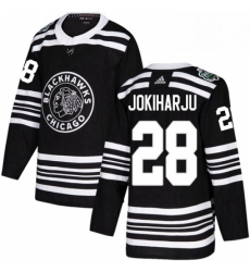 Mens Adidas Chicago Blackhawks 28 Henri Jokiharju Authentic Black 2019 Winter Classic NHL Jersey 