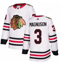 Mens Adidas Chicago Blackhawks 3 Keith Magnuson Authentic White Away NHL Jersey 