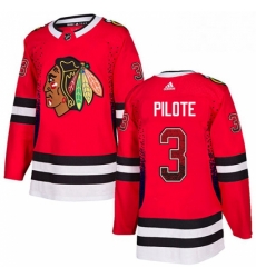 Mens Adidas Chicago Blackhawks 3 Pierre Pilote Authentic Red Drift Fashion NHL Jersey 