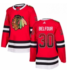 Mens Adidas Chicago Blackhawks 30 ED Belfour Authentic Red Drift Fashion NHL Jersey 