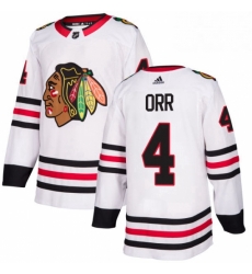 Mens Adidas Chicago Blackhawks 4 Bobby Orr Authentic White Away NHL Jersey 