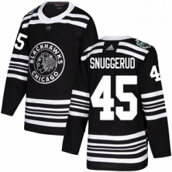 Mens Adidas Chicago Blackhawks 45 Luc Snuggerud Authentic Black 2019 Winter Classic NHL Jersey 