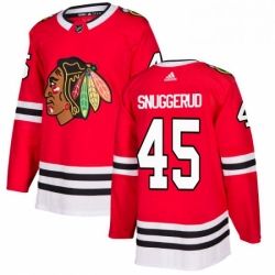 Mens Adidas Chicago Blackhawks 45 Luc Snuggerud Authentic Red Home NHL Jersey 