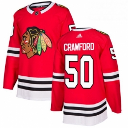 Mens Adidas Chicago Blackhawks 50 Corey Crawford Authentic Red Home NHL Jersey 