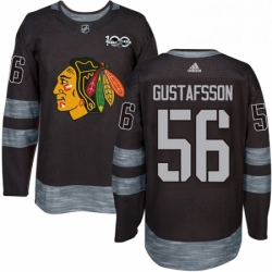 Mens Adidas Chicago Blackhawks 56 Erik Gustafsson Authentic Black 1917 2017 100th Anniversary NHL Jersey 
