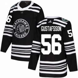 Mens Adidas Chicago Blackhawks 56 Erik Gustafsson Authentic Black 2019 Winter Classic NHL Jersey 