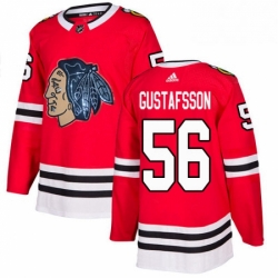 Mens Adidas Chicago Blackhawks 56 Erik Gustafsson Authentic Red Fashion Gold NHL Jersey 