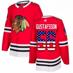 Mens Adidas Chicago Blackhawks 56 Erik Gustafsson Authentic Red USA Flag Fashion NHL Jersey 