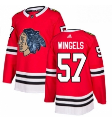 Mens Adidas Chicago Blackhawks 57 Tommy Wingels Authentic Red Fashion Gold NHL Jersey 