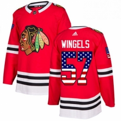 Mens Adidas Chicago Blackhawks 57 Tommy Wingels Authentic Red USA Flag Fashion NHL Jersey 