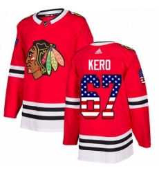 Mens Adidas Chicago Blackhawks 67 Tanner Kero Authentic Red USA Flag Fashion NHL Jersey 