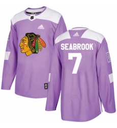 Mens Adidas Chicago Blackhawks 7 Brent Seabrook Authentic Purple Fights Cancer Practice NHL Jersey 