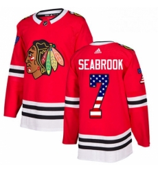 Mens Adidas Chicago Blackhawks 7 Brent Seabrook Authentic Red USA Flag Fashion NHL Jersey 