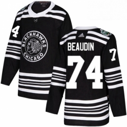 Mens Adidas Chicago Blackhawks 74 Nicolas Beaudin Authentic Black 2019 Winter Classic NHL Jerse