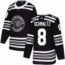 Mens Adidas Chicago Blackhawks 8 Nick Schmaltz Authentic Black 2019 Winter Classic NHL Jersey 