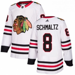 Mens Adidas Chicago Blackhawks 8 Nick Schmaltz Authentic White Away NHL Jersey 