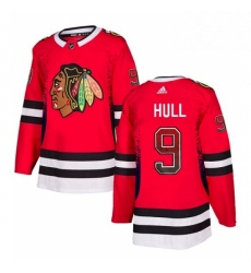 Mens Adidas Chicago Blackhawks 9 Bobby Hull Authentic Red Drift Fashion NHL Jersey 