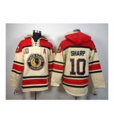 NHL Jerseys Chicago Blackhawks #10 Sharp Cream-red[pullover hooded sweatshirt][patch A]