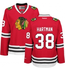Blackhawks #38 Ryan Hartman Red Home Womens Stitched NHL Jersey