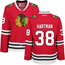 Blackhawks #38 Ryan Hartman Red Home Womens Stitched NHL Jersey